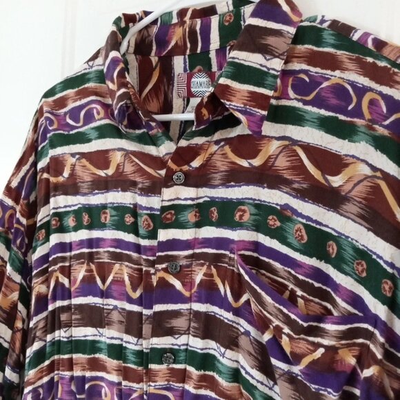 Chiamare Shirt Men's Size Lg Rayon Short Sleeve Button Up Multicolor Geometric - Picture 4 of 6